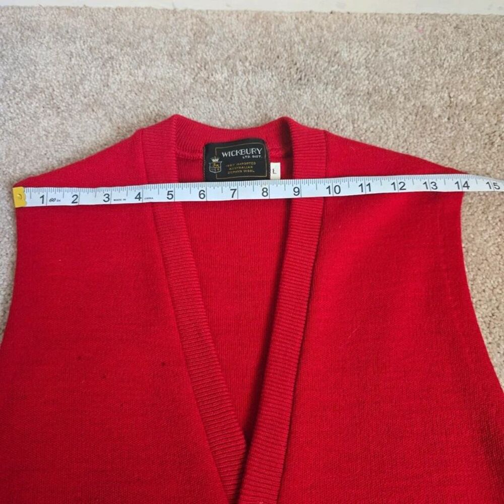 Vintage Wickbury Men’s Red Wool Sweater Vest Size L - Picture 9 of 10